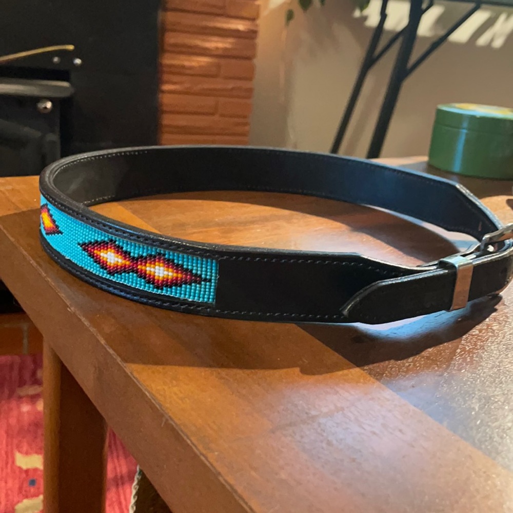 Black beaded vintage belt